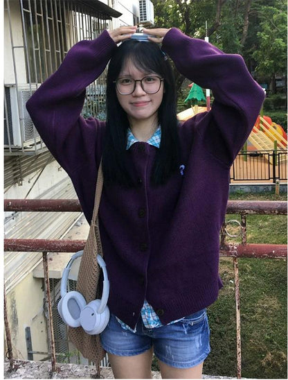 Bright Purple Knit Cardigan