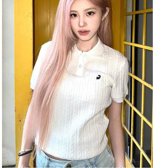 Knitted Braided Polo Tee
