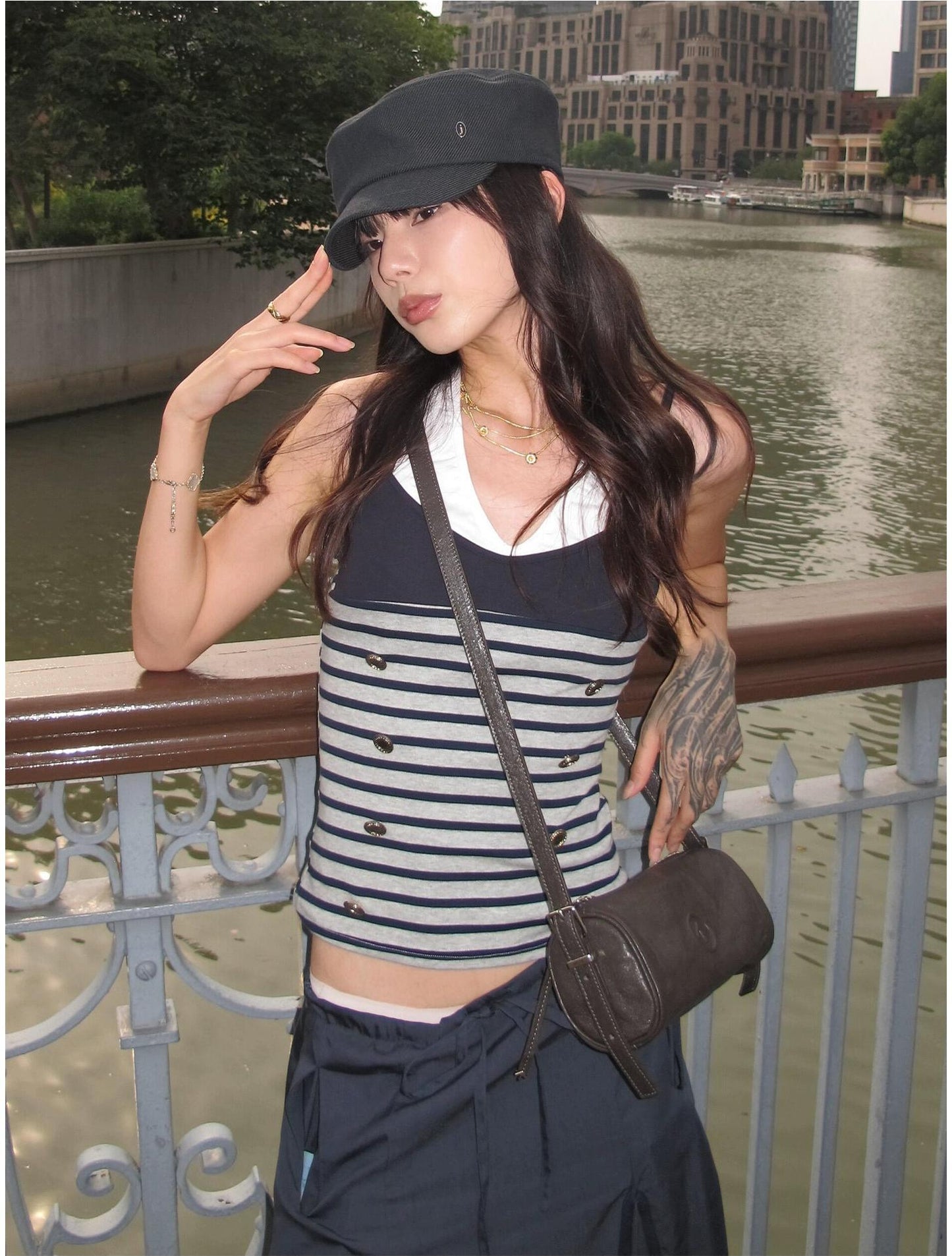 Vintage Striped Layered Tank