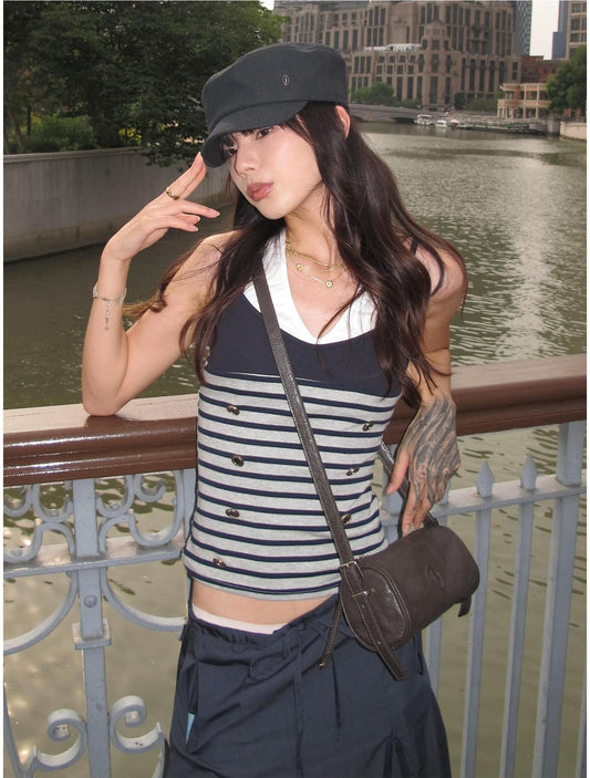 Vintage Striped Layered Tank