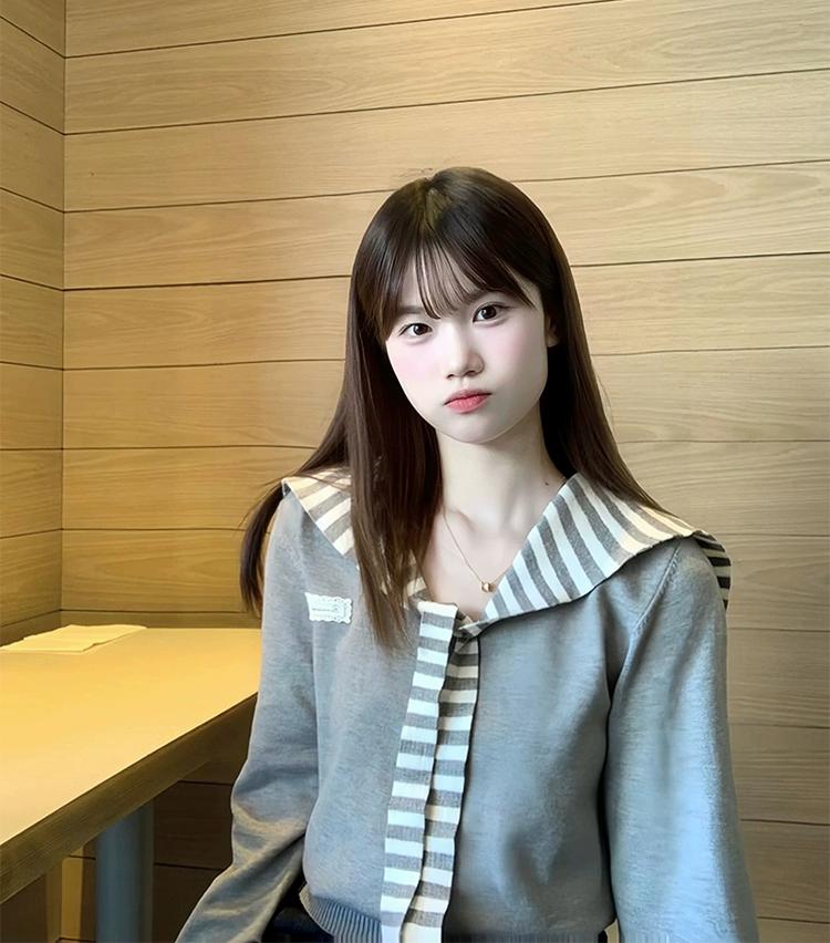 Navy Collar Striped Sweater