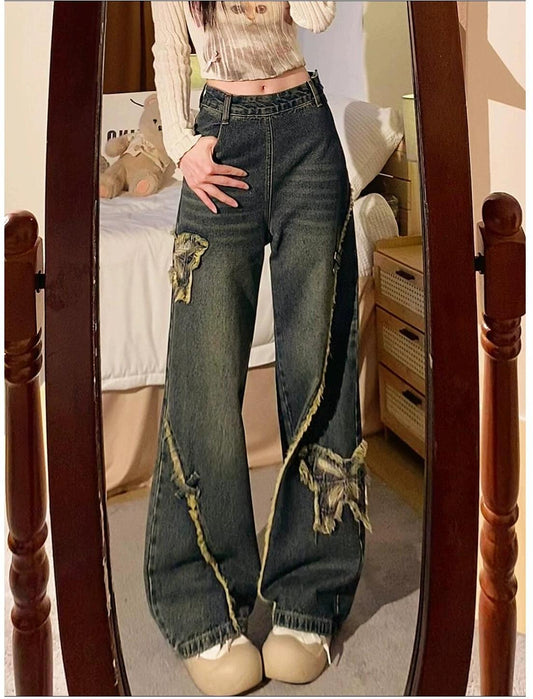 American Butterfly Zip Denim Pants
