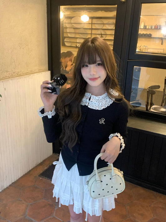 Vintage Black Polka Dot Knit Tee