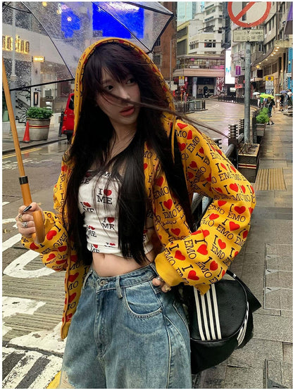 Street Style Letter Heart Cardigan
