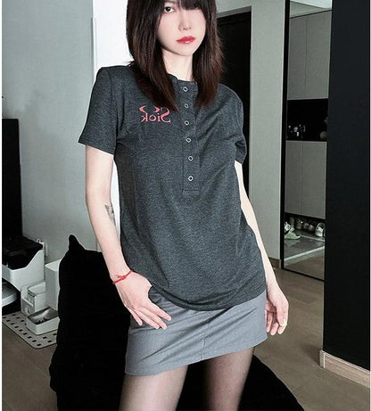 Vintage Henley Embroidered Tee