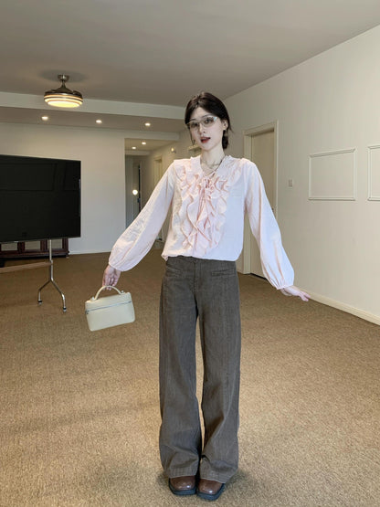 French Lotus V-Neck Blouse