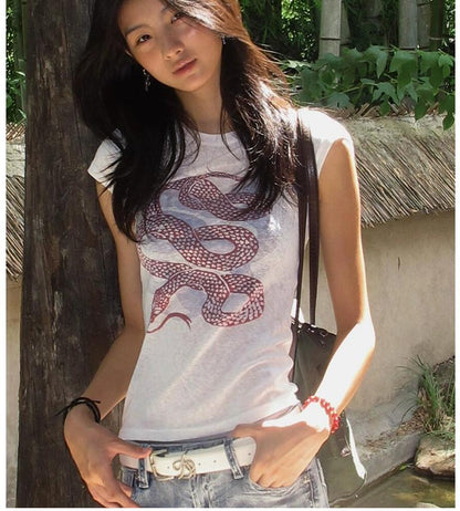 Y2K Millennial Snakeprint Tee
