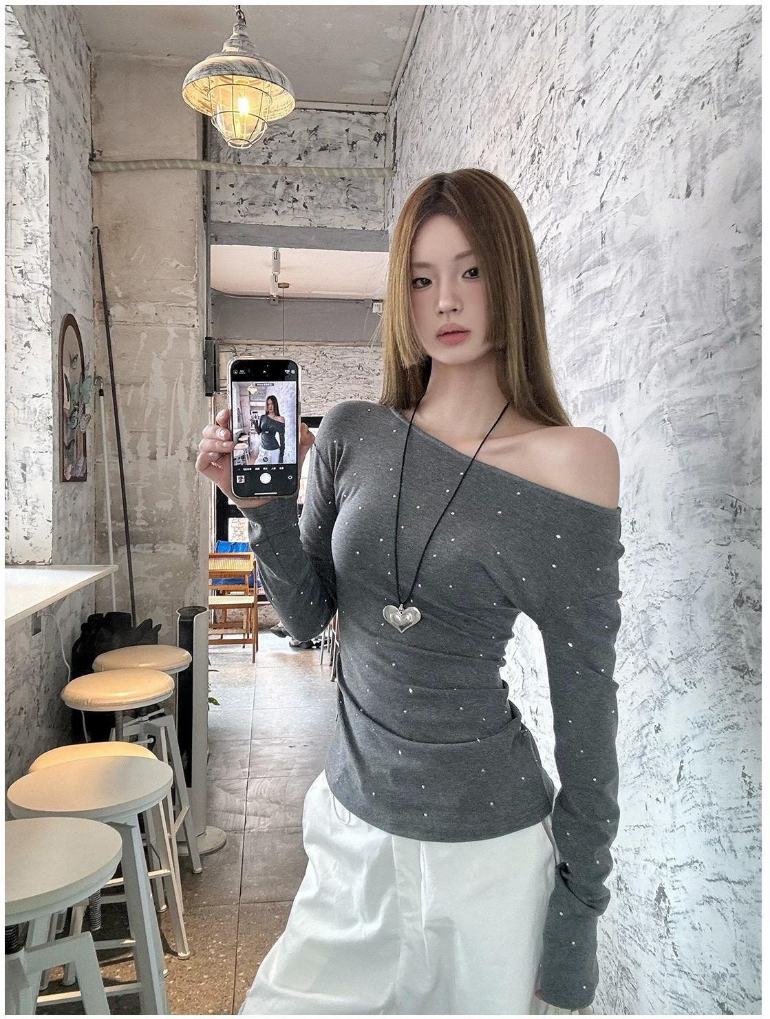 Rhinestone One-Shoulder Tee