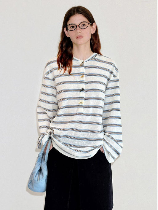 Horn Button Stripe Henley