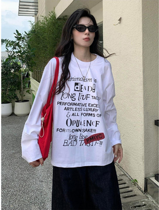 Street Letter Print Long Sleeve Tee