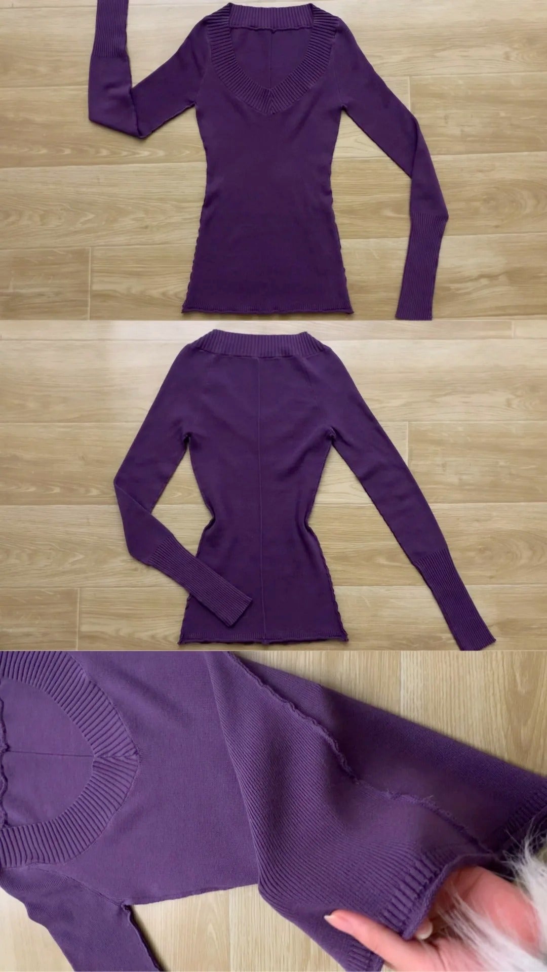 Purple Knit Top with Brown Plaid Skirt Y2K Two - Piece Set - tutufox - 