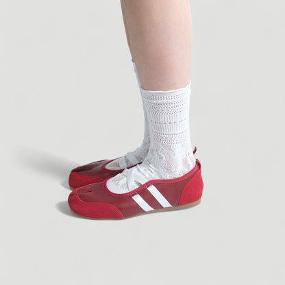 Red Ballet Split Toe Crossover Tabi Flats - tutufox - tabis