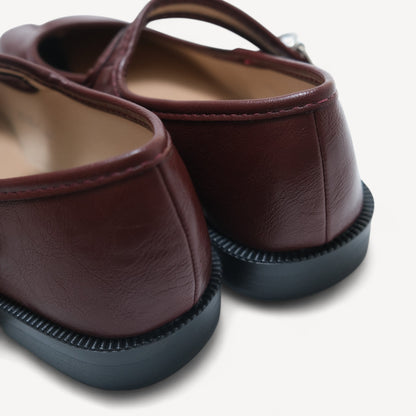 Red Brown Split Toe Mary Jane Flats Tabi - tutufox - tabis