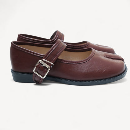 Red Brown Split Toe Mary Jane Flats Tabi - tutufox - tabis