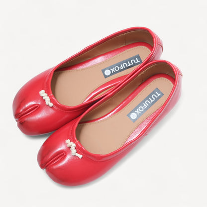 Red Matte Distressed Toe Split Tabi - tutufox - tabis