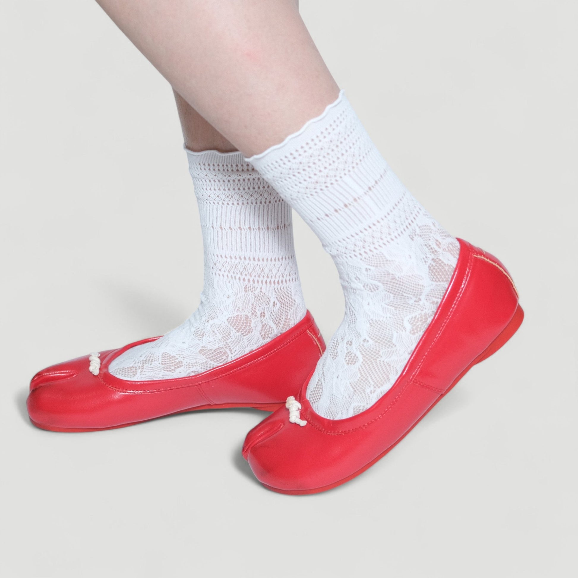 Red Matte Distressed Toe Split Tabi - tutufox - tabis