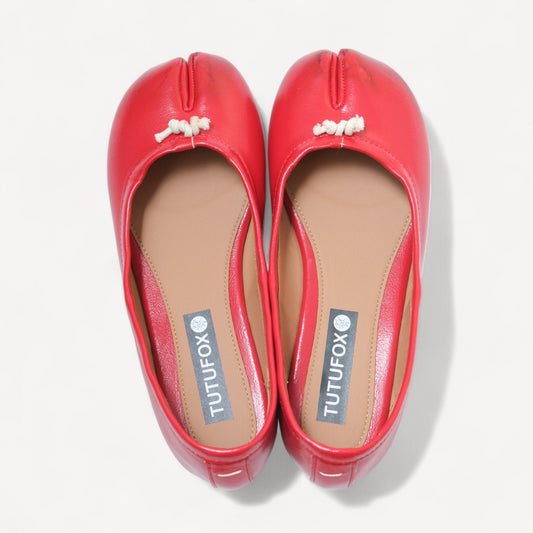 Red Matte Distressed Toe Split Tabi - tutufox - tabis
