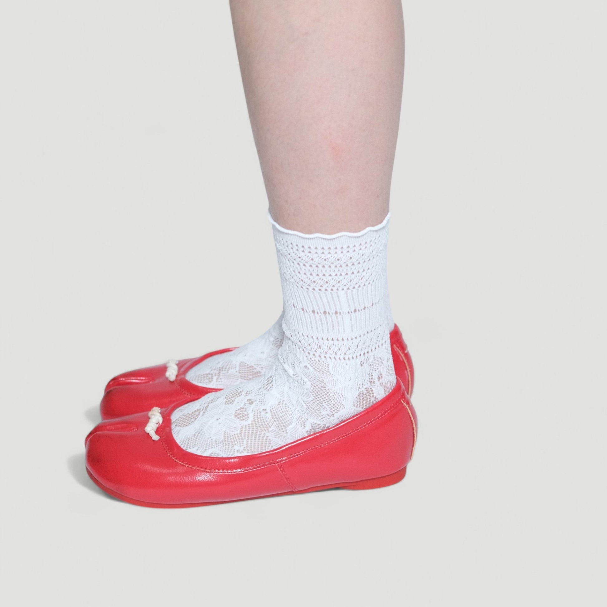 Red Matte Distressed Toe Split Tabi - tutufox - tabis