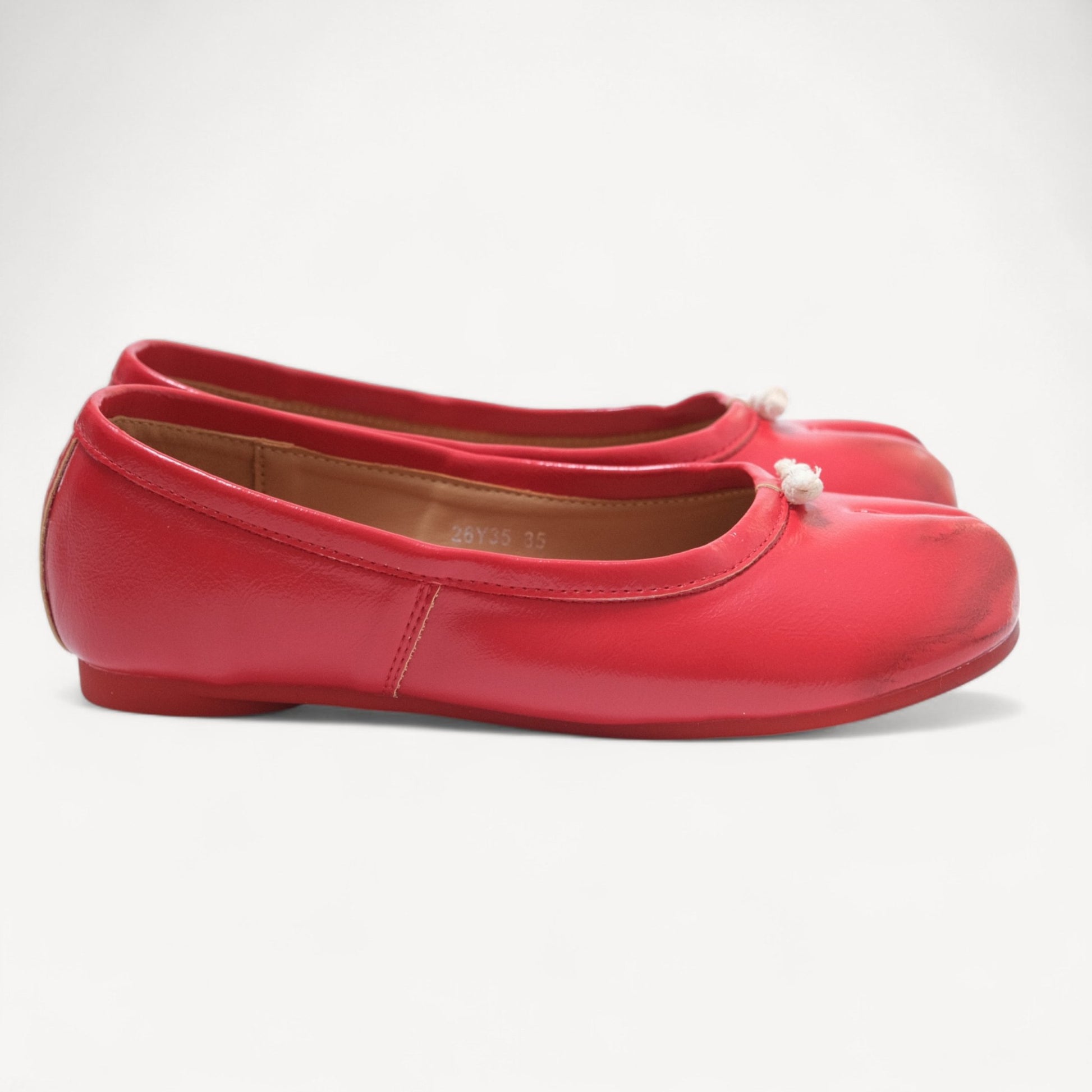Red Matte Distressed Toe Split Tabi - tutufox - tabis