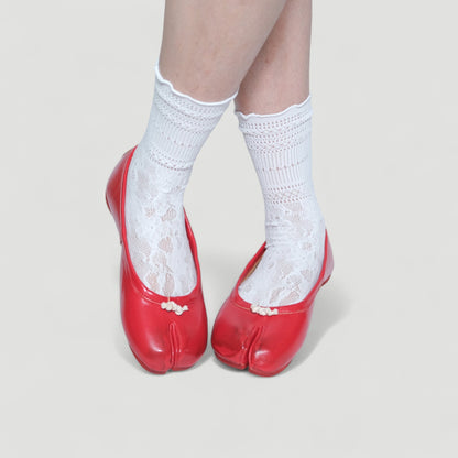Red Matte Distressed Toe Split Tabi - tutufox - tabis