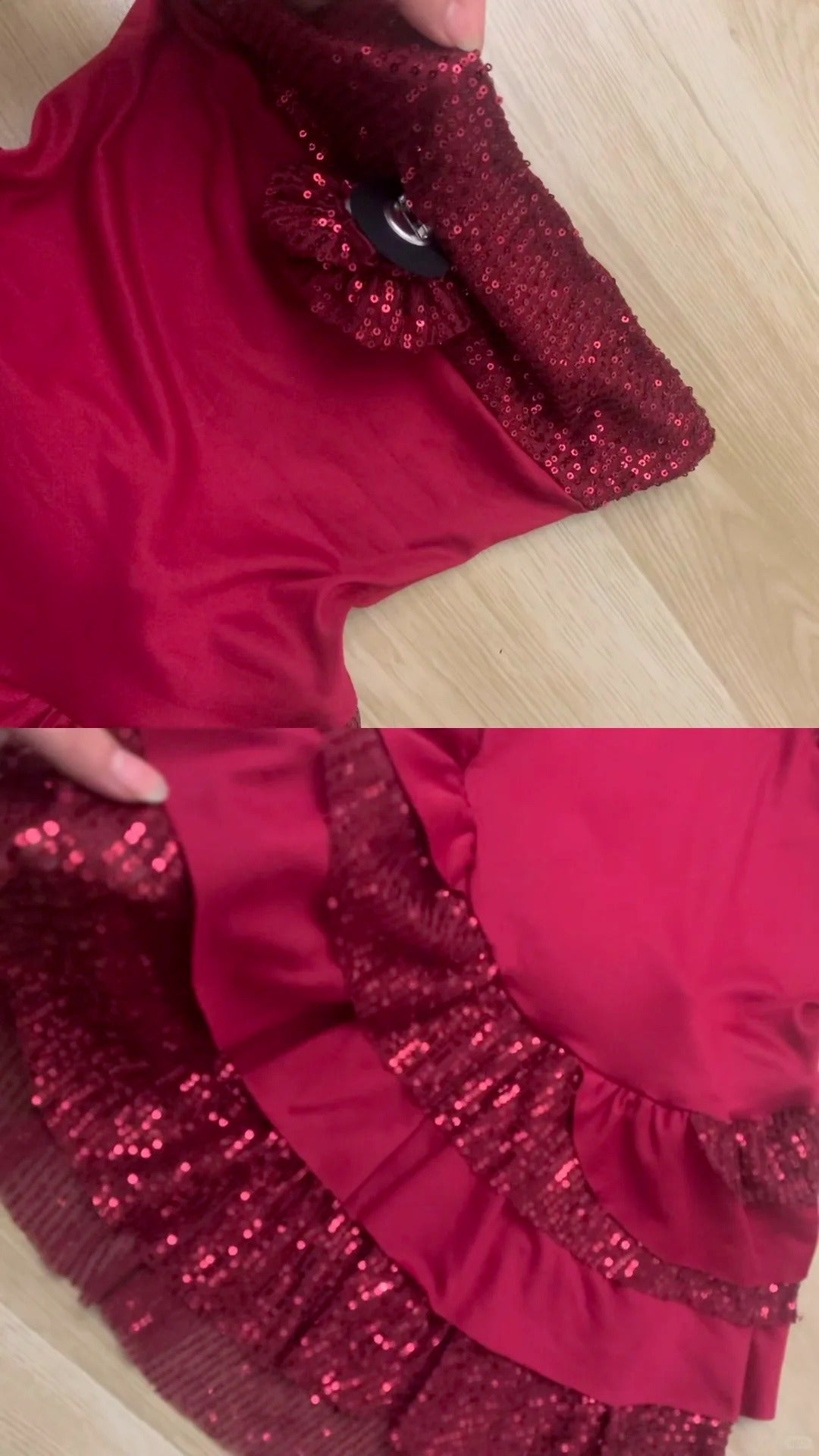 Red Sequin Ruffle Mini Dress Y2K Party - tutufox - 