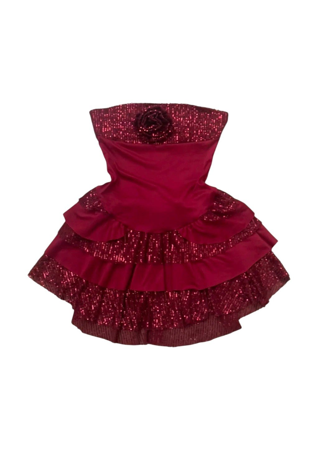 Red Sequin Ruffle Mini Dress Y2K Party - tutufox - 