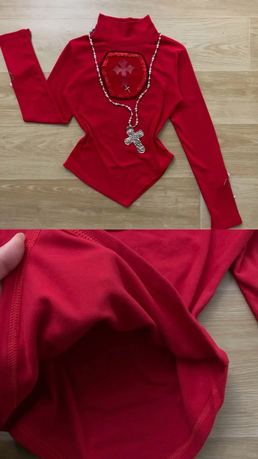 Red Turtleneck Top and Ruffle Skirt Y2K Two Piece Sets - tutufox - 