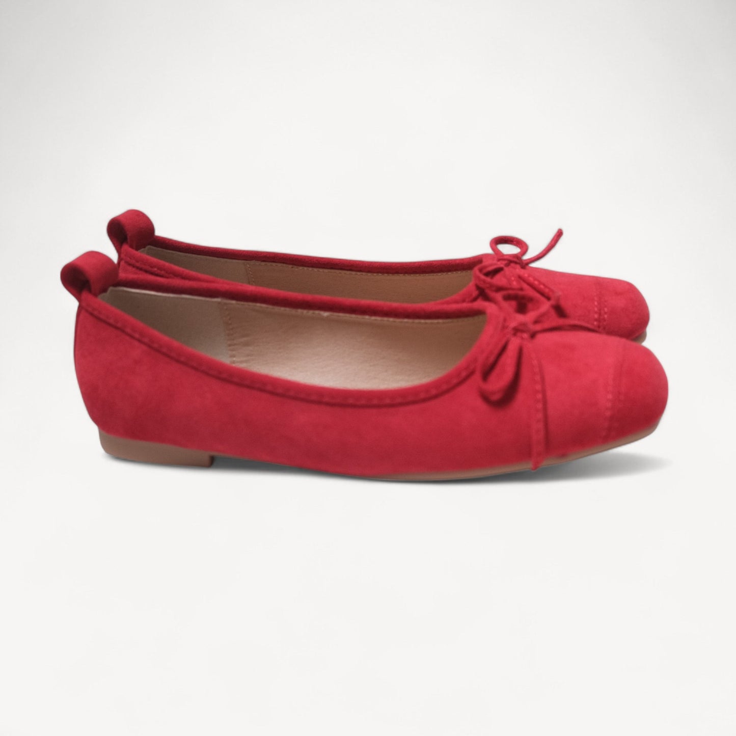 Red Velvet Bow Square Toe Ballet Flats - tutufox - shoes