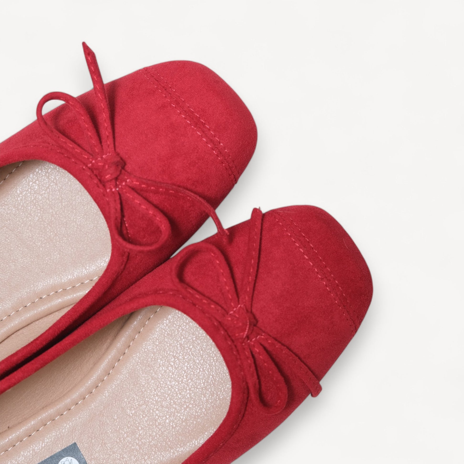 Red Velvet Bow Square Toe Ballet Flats - tutufox - shoes