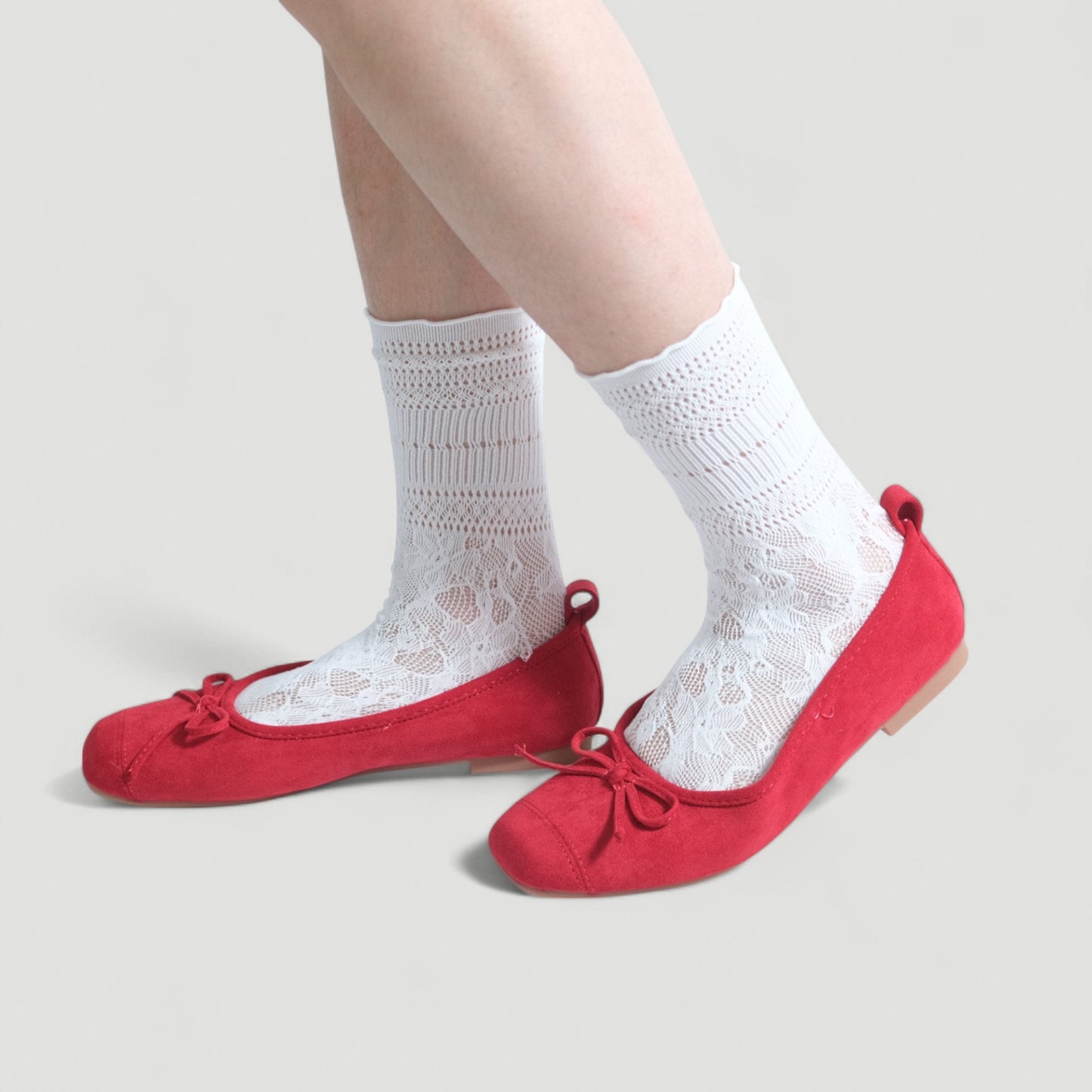 Red Velvet Bow Square Toe Ballet Flats - tutufox - shoes