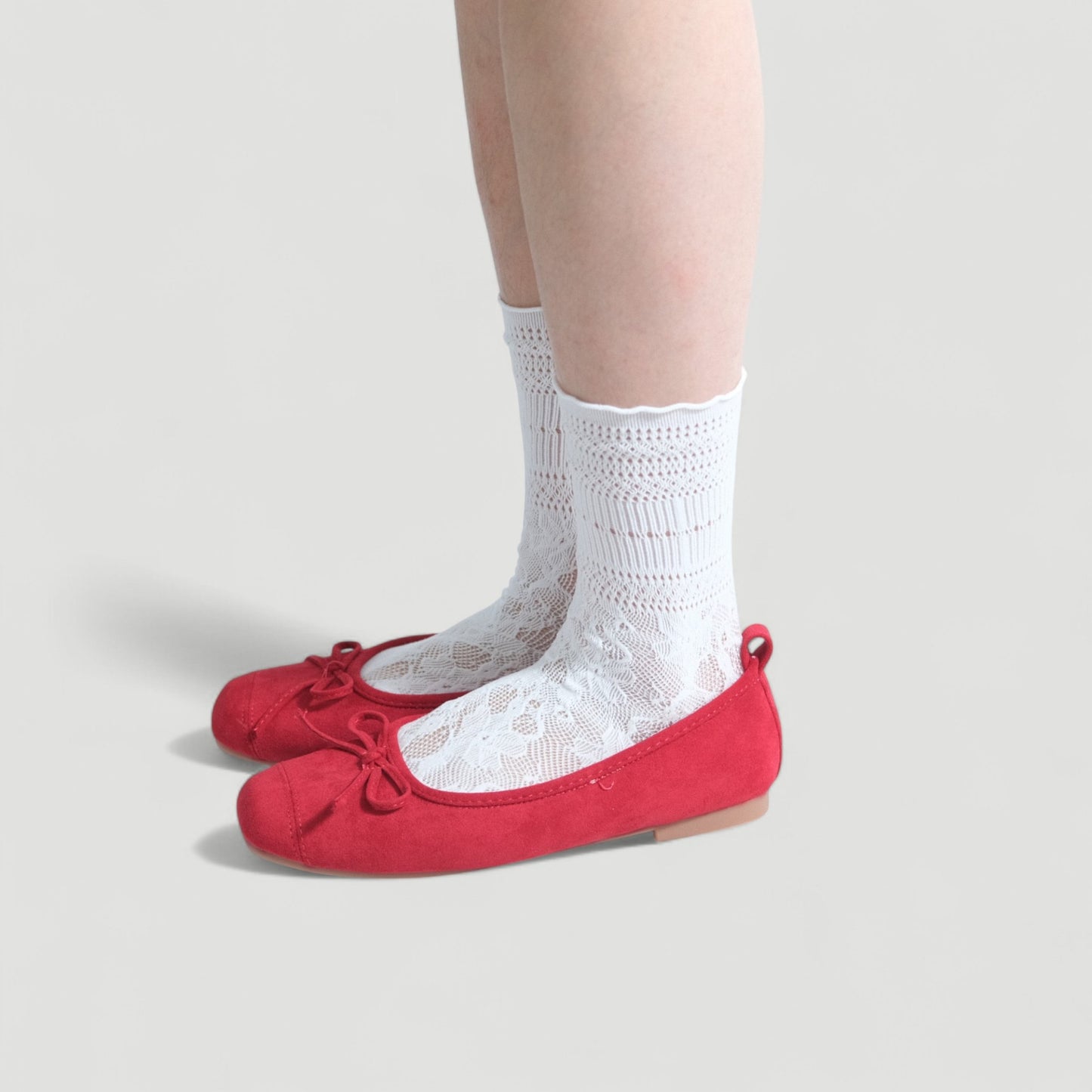 Red Velvet Bow Square Toe Ballet Flats - tutufox - shoes
