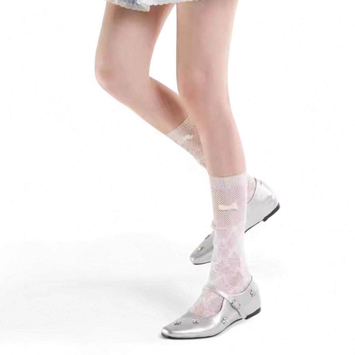 Romantic Lace Mesh Balletcore Socks - tutufox - 