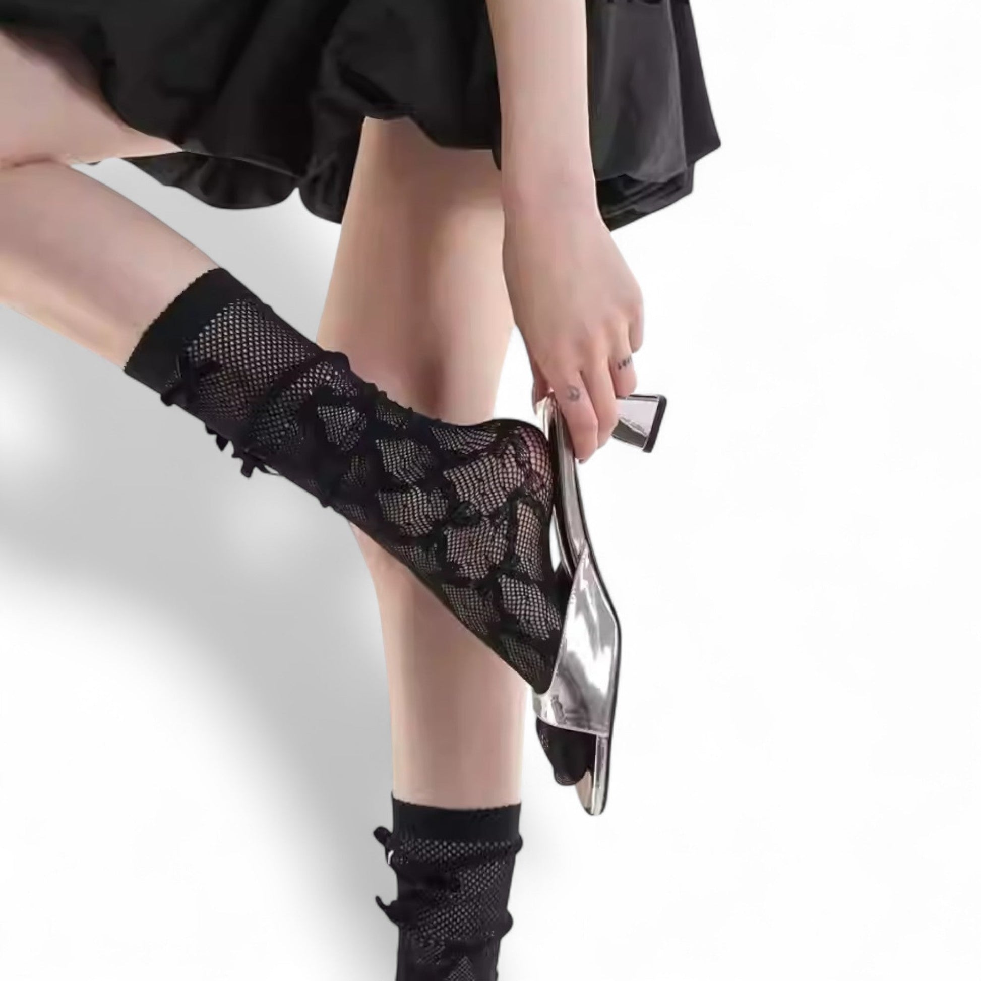 Romantic Lace Mesh Balletcore Socks - tutufox - 