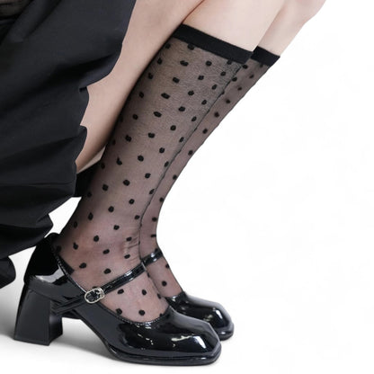 Sheer Polka Dot Ballet Socks - tutufox - 