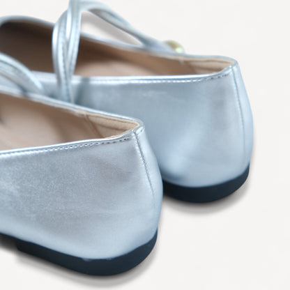 Silver Ballet Soft Leather Mary Jane Flats - tutufox - shoes