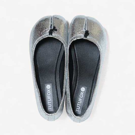Silver Cracked Split Toe Soft Leather Tabi - tutufox - tabis