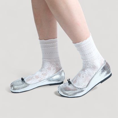 Silver Cracked Split Toe Soft Leather Tabi - tutufox - tabis