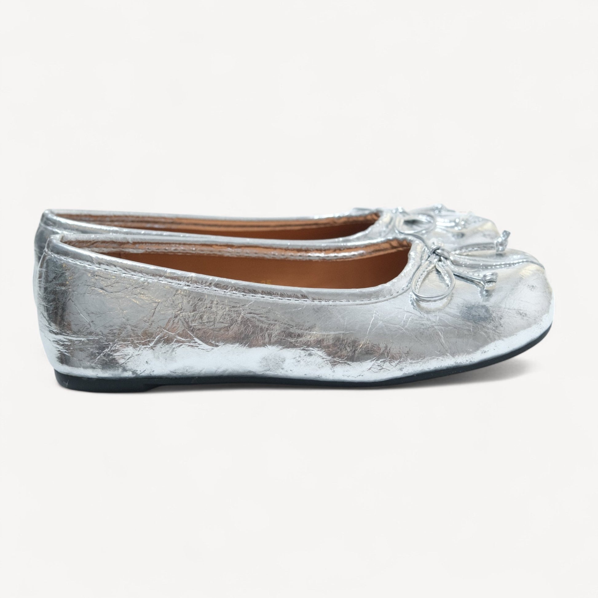 Silver Matte Bow Mary Jane Flats Tabi - tutufox - tabis