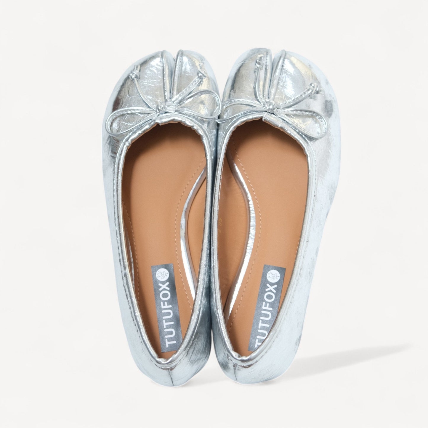 Silver Matte Bow Mary Jane Flats Tabi - tutufox - tabis