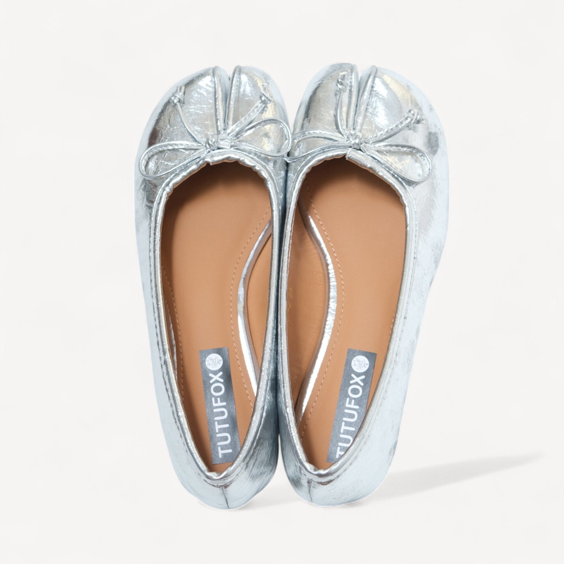 Silver Matte Bow Mary Jane Flats Tabi - tutufox - tabis