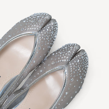 Silver Rhinestone Pointed Split Toe Tabi - tutufox - tabis