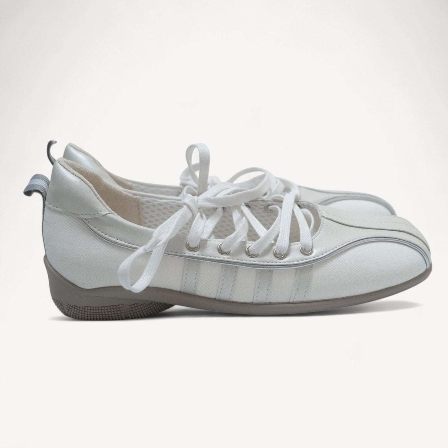 Silver White Soft Leather Square Toe Flats - tutufox - shoes
