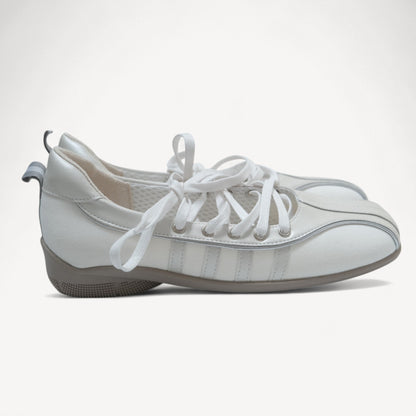 Silver White Soft Leather Square Toe Flats - tutufox - shoes