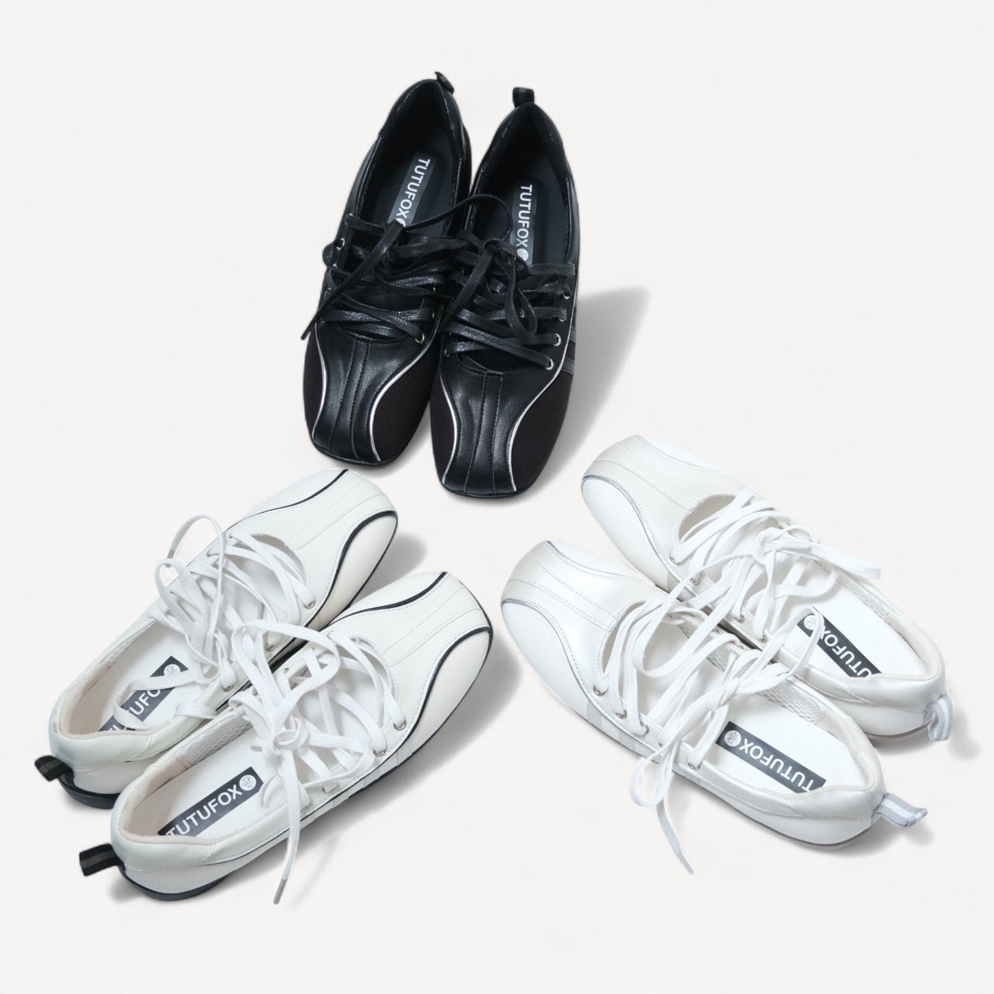 Silver White Soft Leather Square Toe Flats - tutufox - shoes