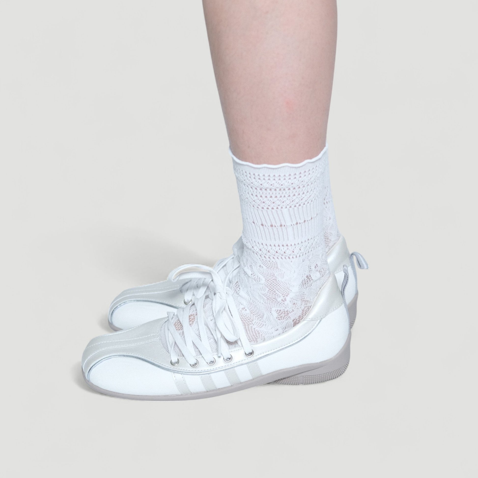 Silver White Soft Leather Square Toe Flats - tutufox - shoes