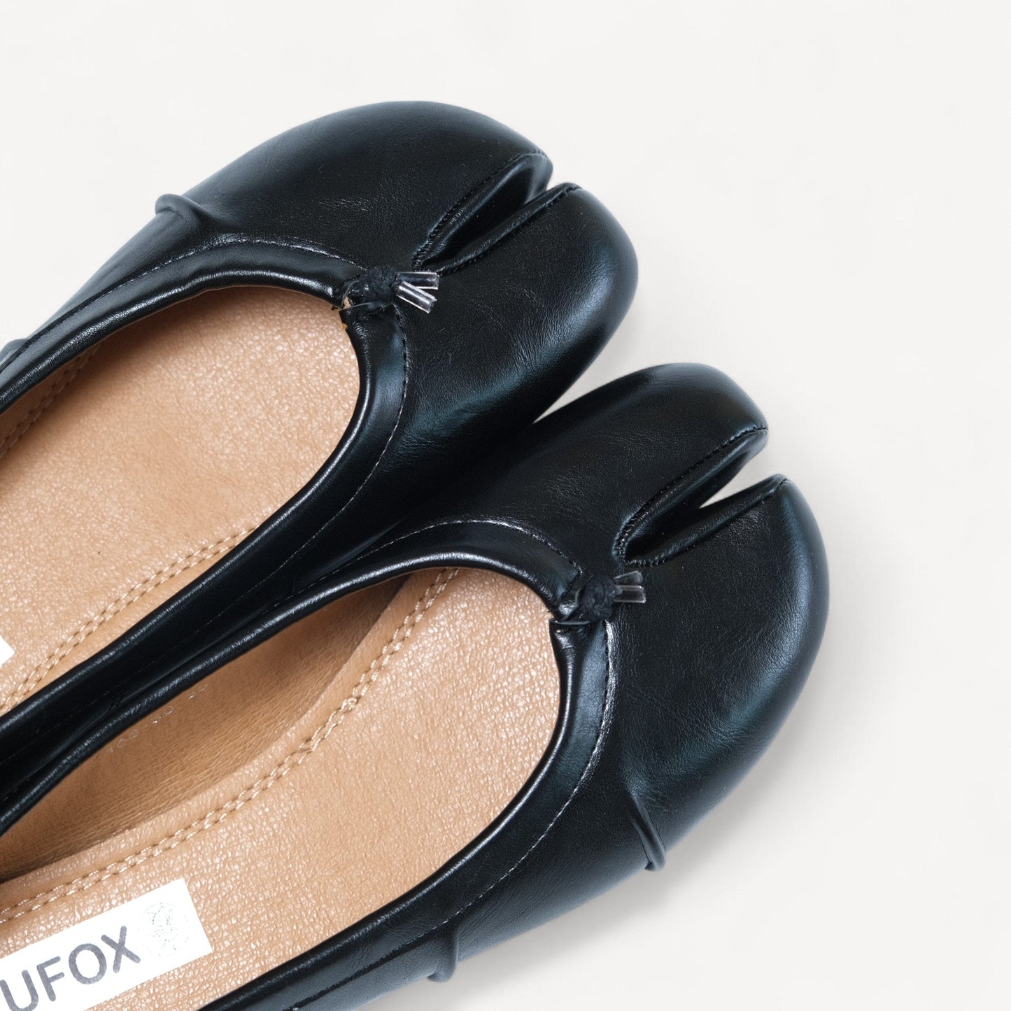 split toe leather flats tabis black toe detail