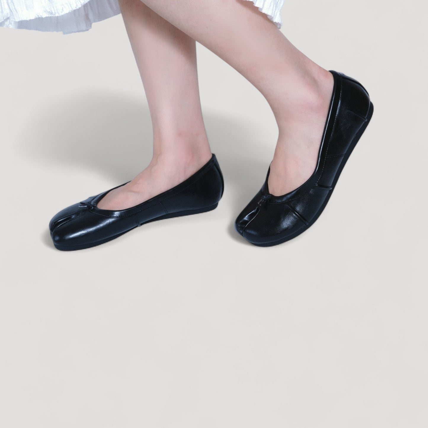 split toe leather flats tabis black model walking