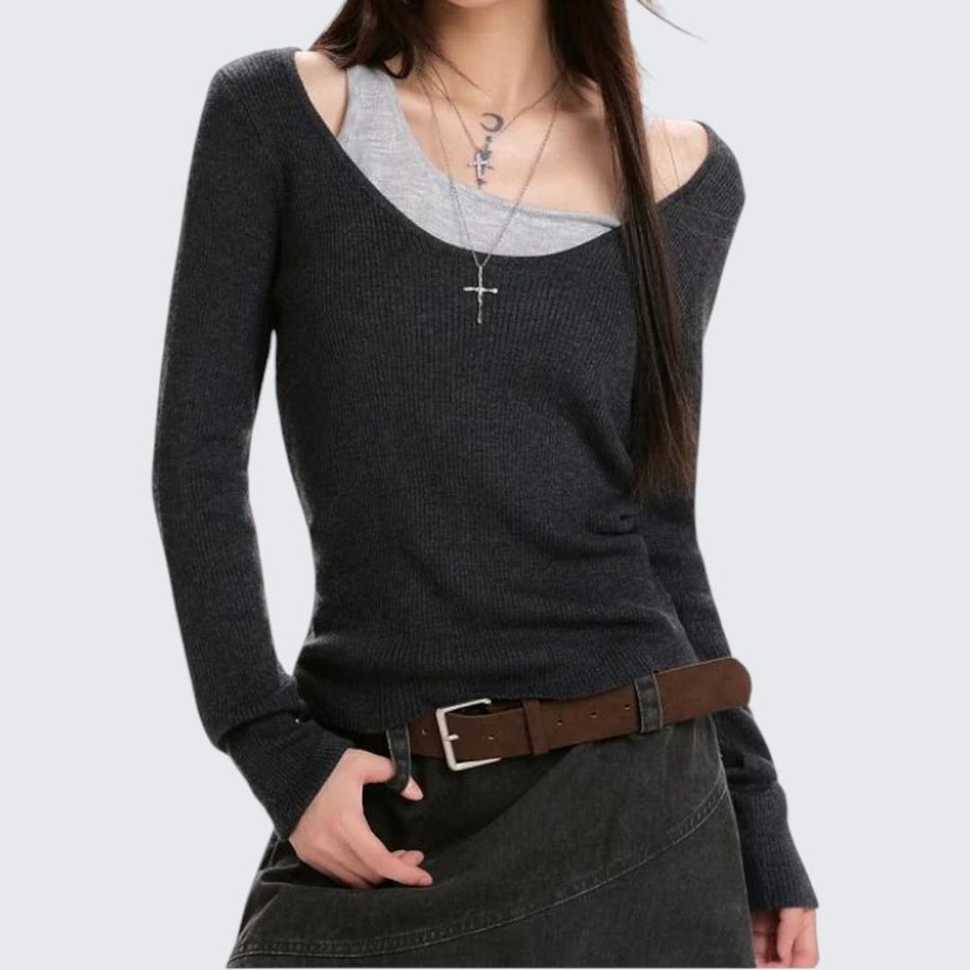 Spring & Autumn Dark Gray Two - Piece Long - Sleeve Sweater - tutufox - 