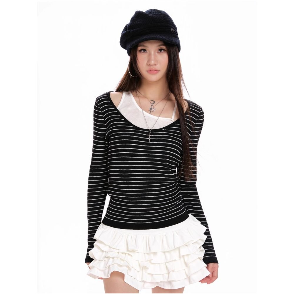 Spring & Autumn Dark Gray Two-Piece Long-Sleeve Sweater