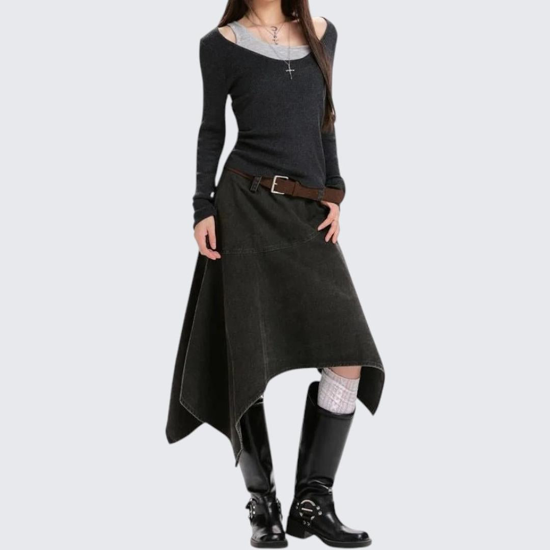 Spring & Autumn Dark Gray Two - Piece Long - Sleeve Sweater - tutufox - 